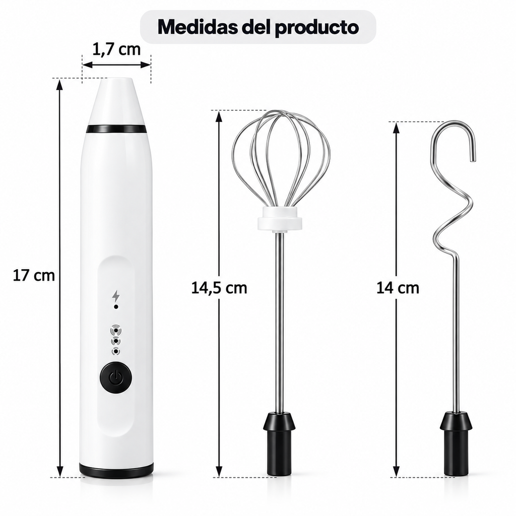 Dimensiones del espumador blanco y cabezales