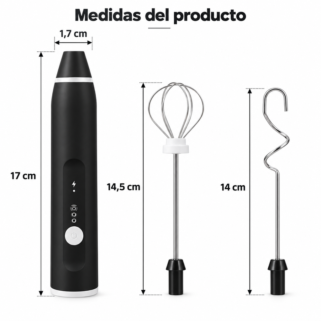 Dimensiones del espumador negro y cabezales