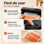 Selladora al vacío: instrucciones ilustradas en tres pasos, misma composición y calidad mejorada
